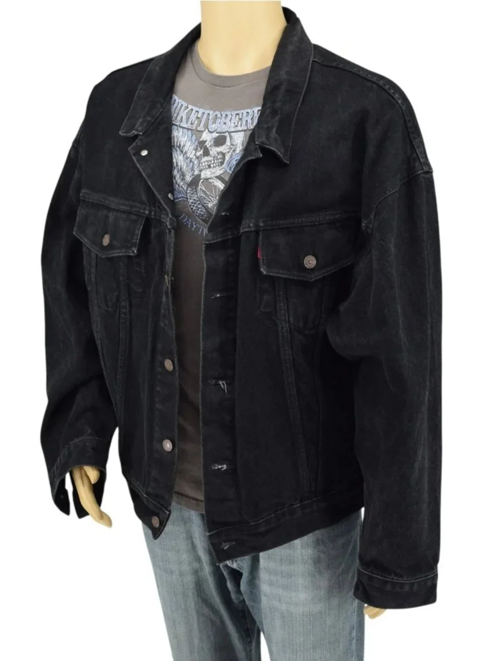 Vintage Levi’s 70598 4159‎ Black Denim Trucker Jacket XL 